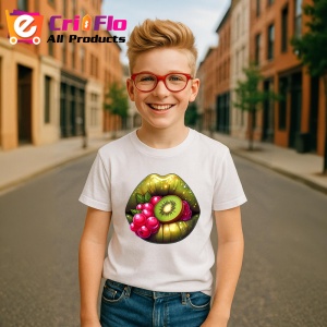 Tricou Buze jumatate rosu jumatate negru cu trandafiri, Lip gloss, Copii | Dama - Img 11
