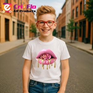 Tricou Buze negre lucioase cu trandafir rosu, Lip gloss, Copii | Dama - Img 17
