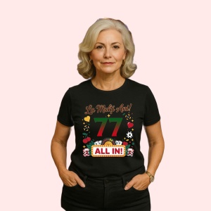 Tricou cadou aniversare 77 ani, Dama, Culoare Negru