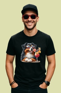 Tricou Caine australian shepherd ochelari cocktail rosu portocaliu, Copii | Dama | Barbat , tricou negru - Img 3