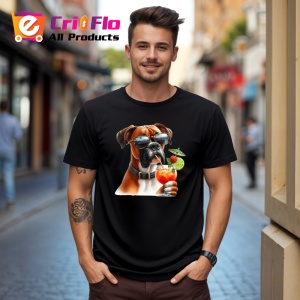 Tricou Caine boxer ochelari negri cocktail cu lime, Copii | Dama | Barbat , tricou negru - Img 10