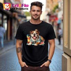 Tricou Caine bulldog englez camasa tropicala cocktail pepene, Copii | Dama | Barbat , tricou negru - Img 10