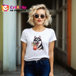 Tricou caine husky ochelari cocktail cu menta si fructe, Copii | Dama | Barbat - Img 11