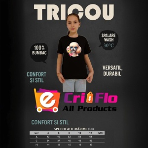Tricou Caine pudel crem ochelari cocktail roz cu pai, Copii | Dama | Barbat , tricou negru - Img 7