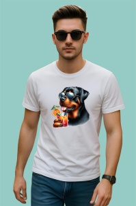 Tricou caine rottweiler ochelari cocktail portocala vara, Copii | Dama | Barbat - Img 2