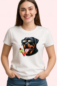 Tricou caine rottweiler ochelari cocktail rosu verde, Copii | Dama | Barbat - Img 4