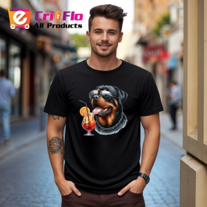 Tricou Caine rottweiler ochelari lant cocktail portocala, Copii | Dama | Barbat , tricou negru - Img 10