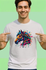 Tricou Cal salbatic in miscare cu explozie de culoare Copii | Dama | Barbat - Img 2