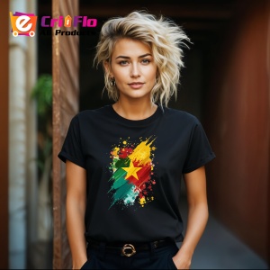 Tricou Cameroon Steag Splash Art, Copii | Dama | Barbat, culoare negru - Img 12