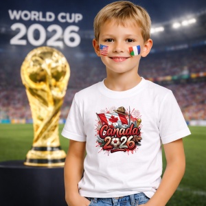 Tricou Canada World Cup 2026 Fifa, din bumbac 100%, tricou alb, Copii | Dama | Barbat - Img 5