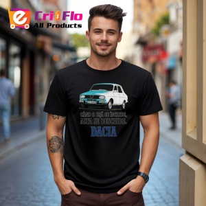 Tricou Cand O usa se inchide alta se deschide, dacia, Copii | Dama | Barbat , tricou negru