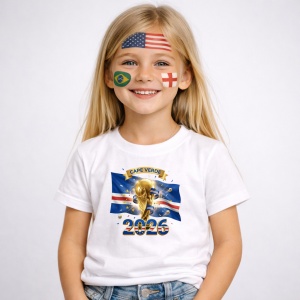 Tricou Cape Verde World Cup 2026 Fifa, din bumbac 100%, tricou alb, Copii | Dama | Barbat - Img 2