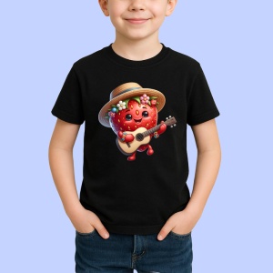 Tricou Capsuna amuzanta de vara cantaret, Fructe, Copii | Dama, culoare negru