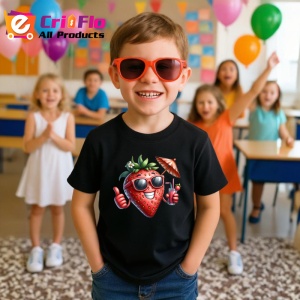 Tricou Capsuna amuzanta de vara cool summer, Fructe, Copii | Dama, culoare negru - Img 4