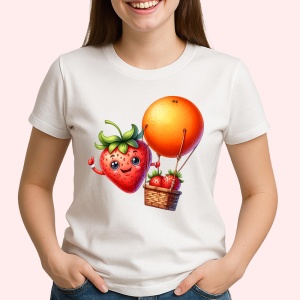 Tricou Capsuna amuzanta de vara cu balonul cu aer, Fructe, Copii | Dama - Img 2