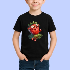 Tricou Capsuna amuzanta de vara dansator, Fructe, Copii | Dama, culoare negru