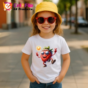 Tricou Capsuna amuzanta de vara dansator in soare, Fructe, Copii | Dama - Img 4