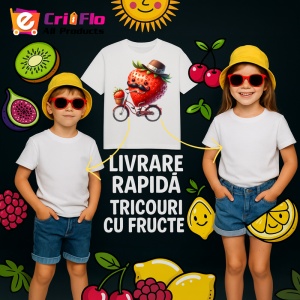 Tricou Capsuna amuzanta de vara pe bicicleta, Fructe, Copii | Dama - Img 6