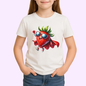 Tricou Capsuna amuzanta de vara super erou, Fructe, Copii | Dama
