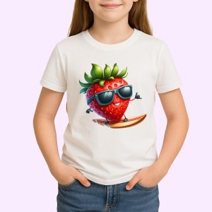 Tricou Capsuna amuzanta de vara surf, Fructe, Copii | Dama