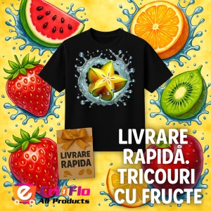 Tricou Carambola in explozie acvatica, Fructe, Copii | Dama, culoare negru - Img 12