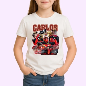 Tricou Carlos Sainz Colaj Artistic Masina Formula 1, Copii | Dama | Barbat