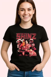 Tricou Carlos Sainz Poster Desen Formula 1 Masina Rosie, Copii | Dama | Barbat - Img 3