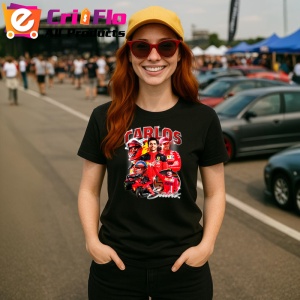 Tricou Carlos Sainz Poster Portret Rosu Ferrari Formula 1, Copii | Dama | Barbat - Img 8