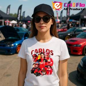 Tricou Carlos Sainz Poster Portret Rosu Ferrari Formula 1, Copii | Dama | Barbat - Img 8
