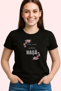 Tricou Cea Mai Iubita Nasa V9 Flori Colorate, din bumbac 100%, tricou negru Dama | Barbat - Img 2