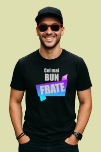 Tricou Cel Mai Bun Frate Banner Albastru Inchis, din bumbac 100%, tricou negru, Dama | Barbat