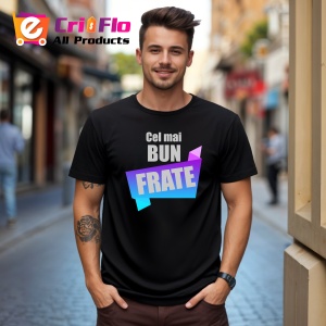 Tricou Cel Mai Bun Frate Banner Albastru Inchis, din bumbac 100%, tricou negru, Dama | Barbat - Img 2