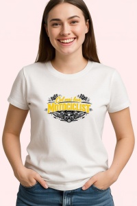 Tricou Cel Mai Bun Motociclist Casca Galbena V1, din bumbac 100% , tricou alb pentru Dama | Barbat - Img 2