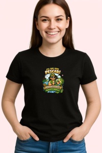 Tricou Cel Mai Bun Pescar Barca Lac V1, din bumbac 100%, tricou negru Dama | Barbat - Img 2
