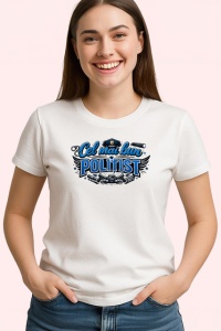 Tricou Cel Mai Bun Politist Insigna Albastra V1, din bumbac 100% , tricou alb pentru Dama | Barbat - Img 2