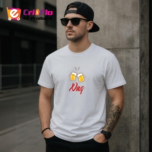 Tricou Cel Mai Tare Nas Model Bere, din bumbac 100%, tricou alb, Dama | Barbat - Img 3