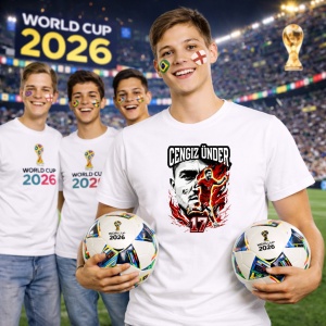 Tricou Cengiz Under Turkey World Cup Fifa 2026, din bumbac 100%, tricou alb, Copii | Dama | Barbat - Img 7