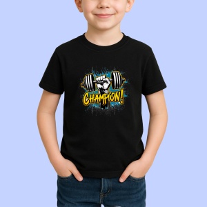 Tricou Champion Pumn Haltere Galben, Copii | Dama | Barbat, culoare negru - Img 3