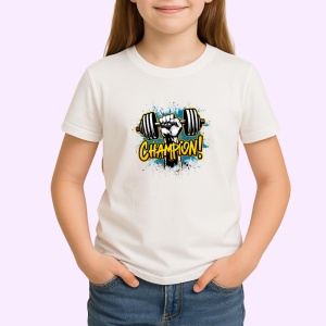 Tricou Champion Pumn Haltere Galben, Copii | Dama | Barbat - Img 3
