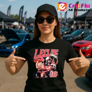 Tricou Charles Leclerc Masina Si Trofeu Echipa Ferrari Formula 1, Copii | Dama | Barbat