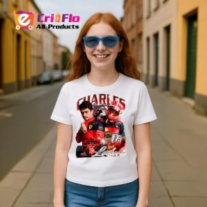 Tricou Charles Leclerc Portret Formula 1 Costum Ferrari, Copii | Dama | Barbat - Img 7