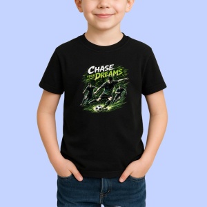 Tricou Chase Your Dreams Fotbalist Sub Lumina Lunii, din bumbac 100%, tricou negru Copii | Dama | Barbat - Img 2