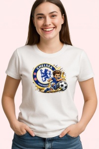 Tricou Chelsea Fotbal Club Logo Minge Albastru, din bumbac 100% , tricou alb pentru Copii | Dama | Barbat - Img 2