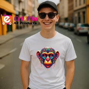 Tricou Chip cimpanzeu colorat arta moderna cu primate Copii | Dama | Barbat - Img 6