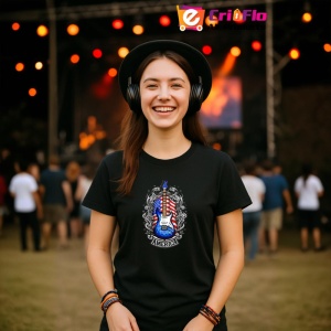 Tricou Chitara Americana Steag USA, Copii | Dama | Barbat, culoare negru - Img 10