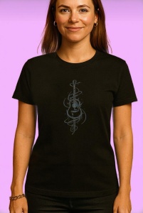 Tricou Chitara Note Muzicale Eleganta, Copii | Dama | Barbat, culoare negru - Img 4