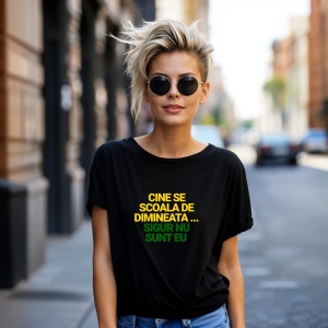 Tricou Cine Se scoala de dimineata sigur nu sunt eu Negru, Copii | Dama | Barbat - Img 4