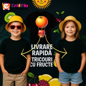 Tricou Cireasa de vara amuzanta cu baloul cu aer, Fructe, Copii | Dama, culoare negru - Img 6
