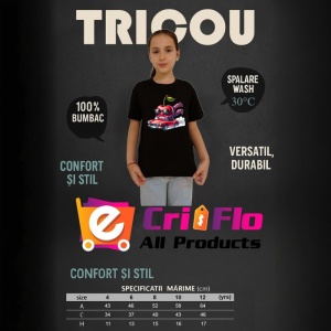 Tricou Cireasa de vara amuzanta in masina, Fructe, Copii | Dama, culoare negru - Img 8