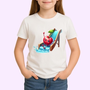 Tricou Cireasa de vara amuzanta pe topogan, Fructe, Copii | Dama